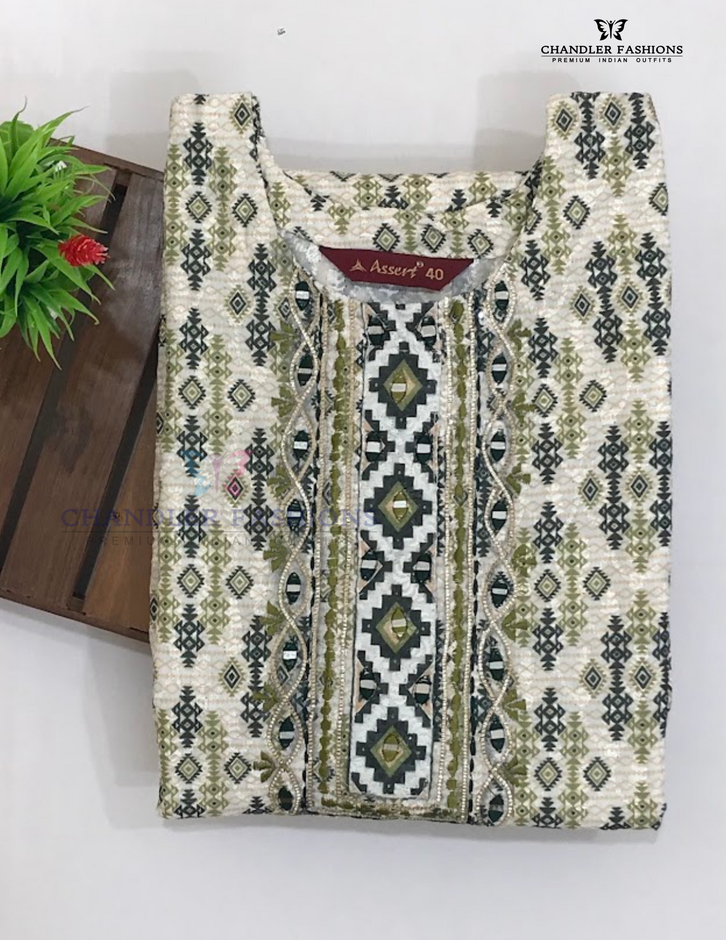 Appealing Green Color Cotton With Embroidery And Mirror Work Kurti In USA