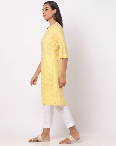 Yellow Colored Ethnic Wear Kurti For Women