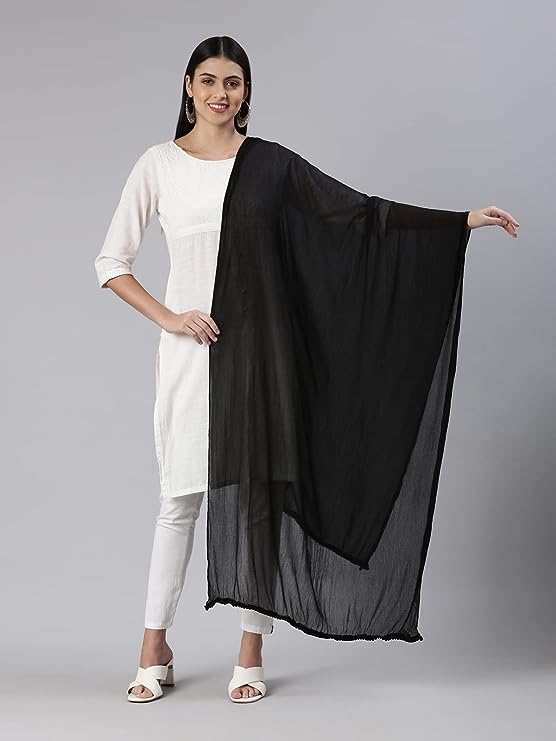 Alluring Fashionable Women Black Solid Dupatta