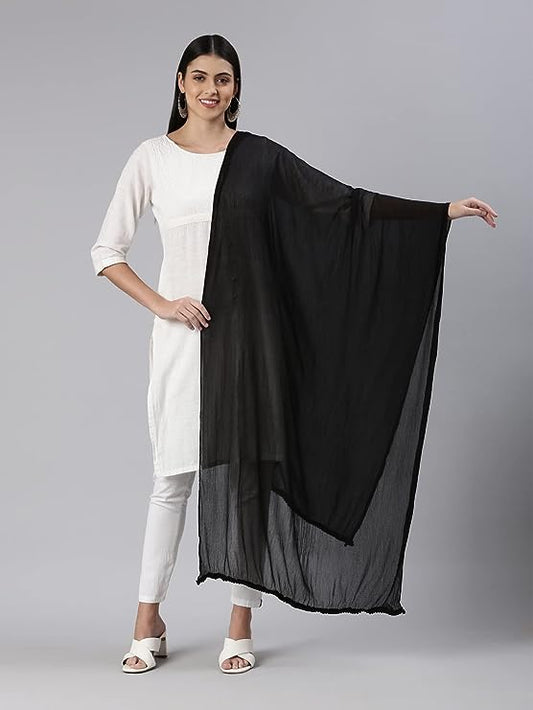 Alluring Fashionable Women Black Solid Dupatta