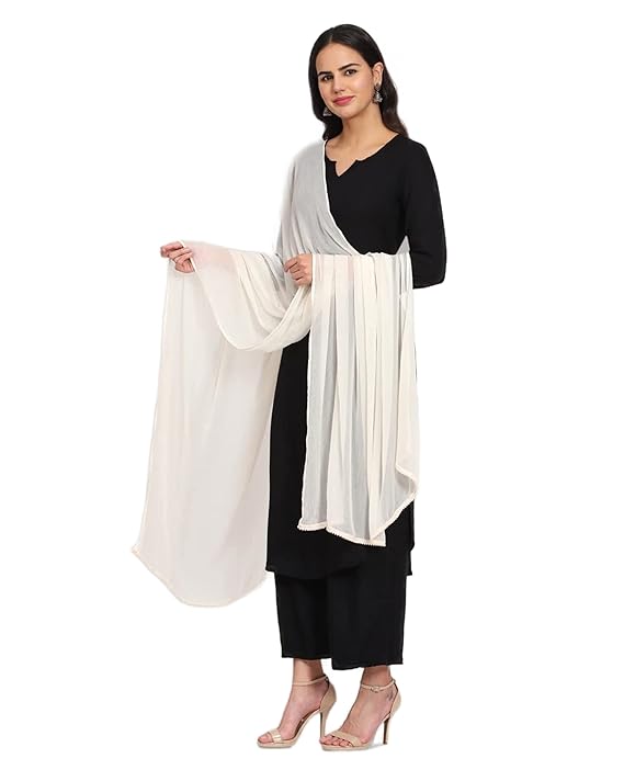 Simple Plain White Chiffon Dupatta In USA