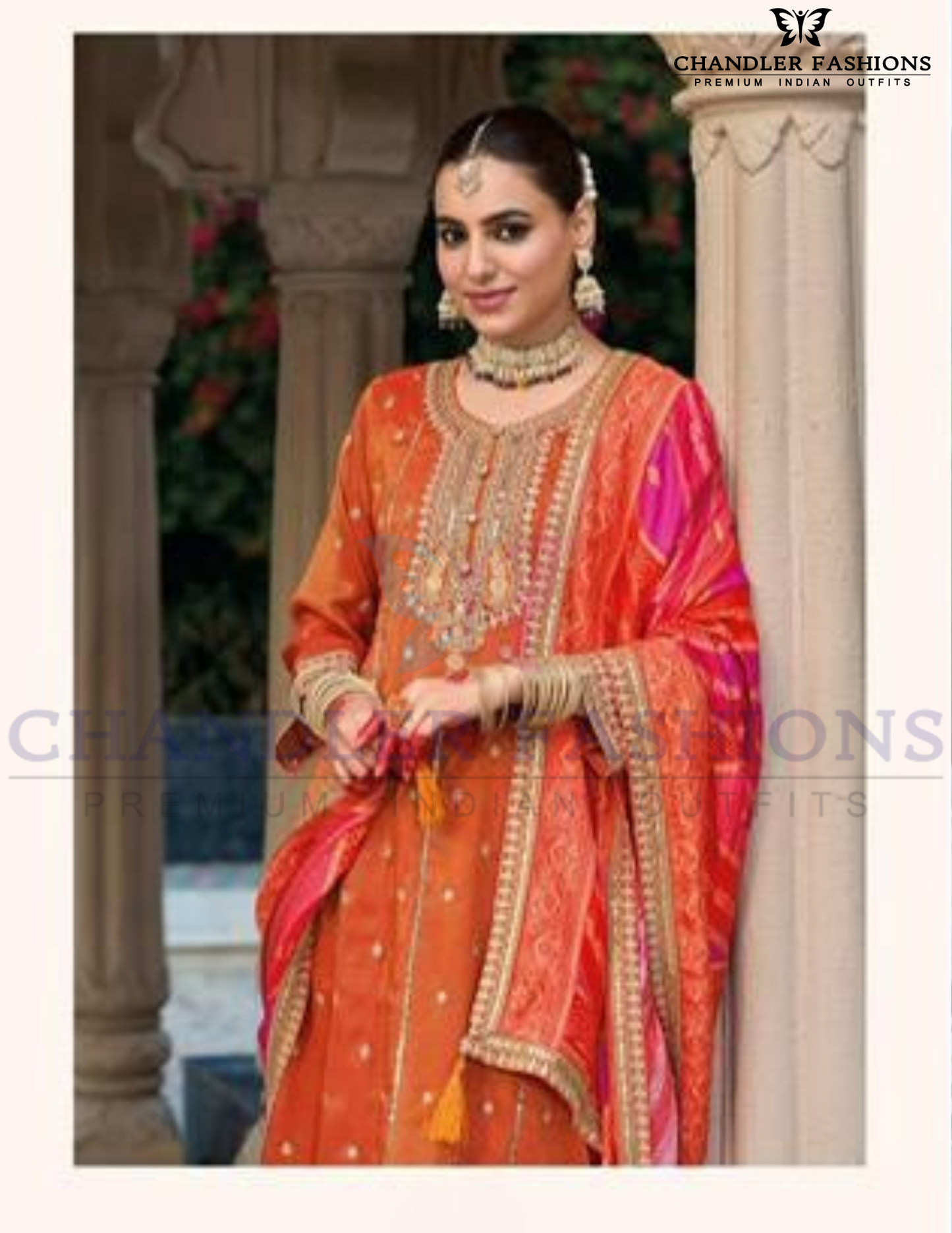Attractive Orange Color Shimmer With Heavy Embroidery Work Kurtis Near Me