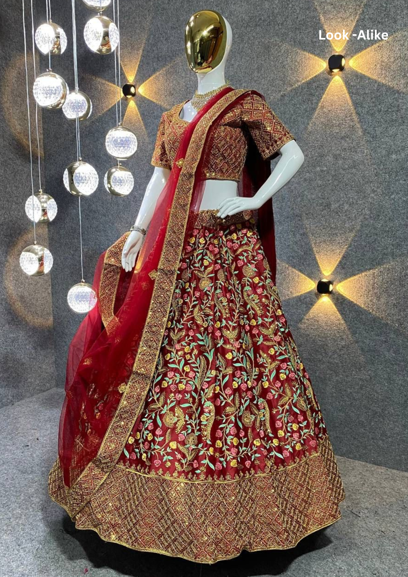 Alluring Maroon Color Embroidered Satin Silk Sequins Work Near Me