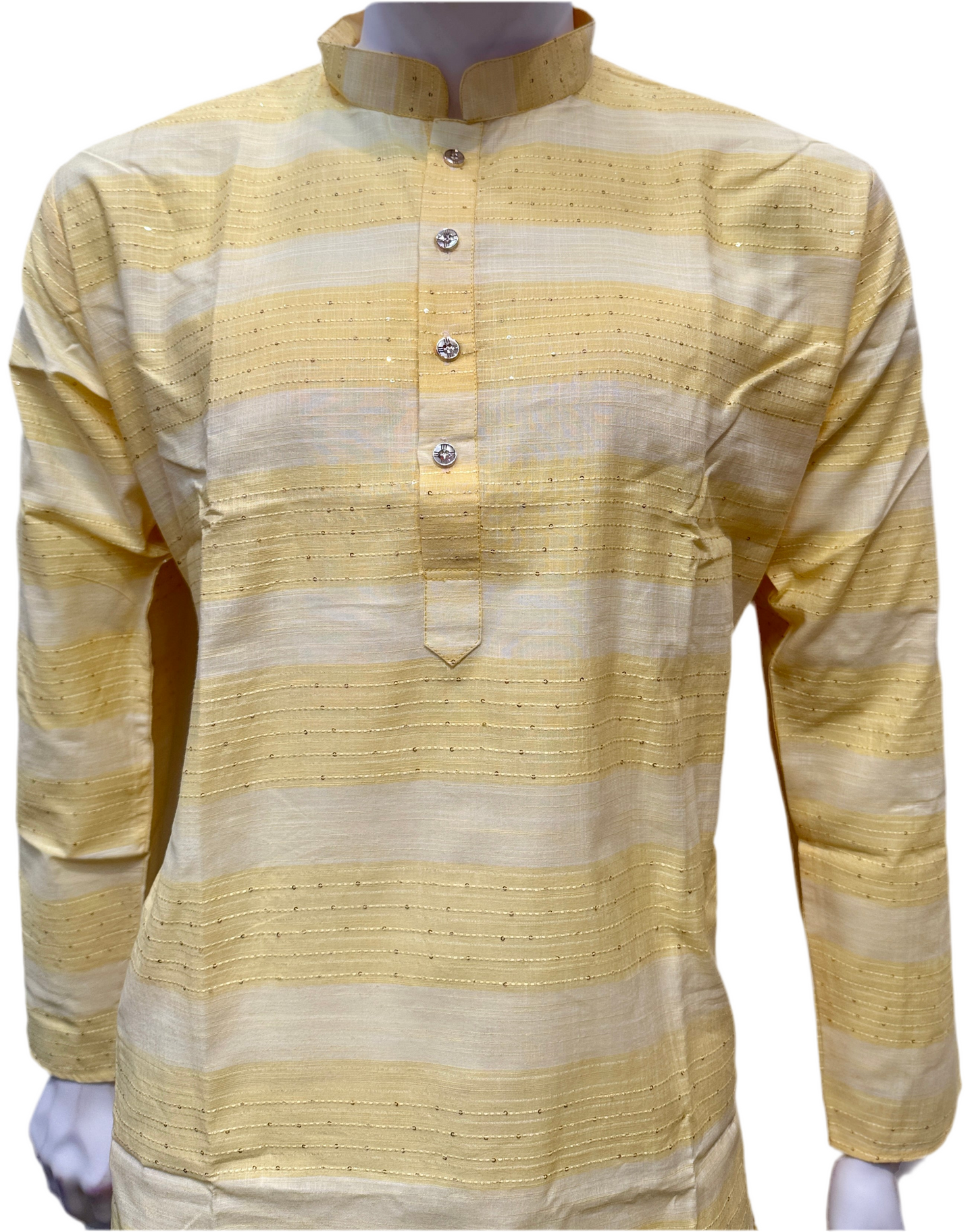 Alluring Yellow Color Cotton Kurta With Pajama For Men
