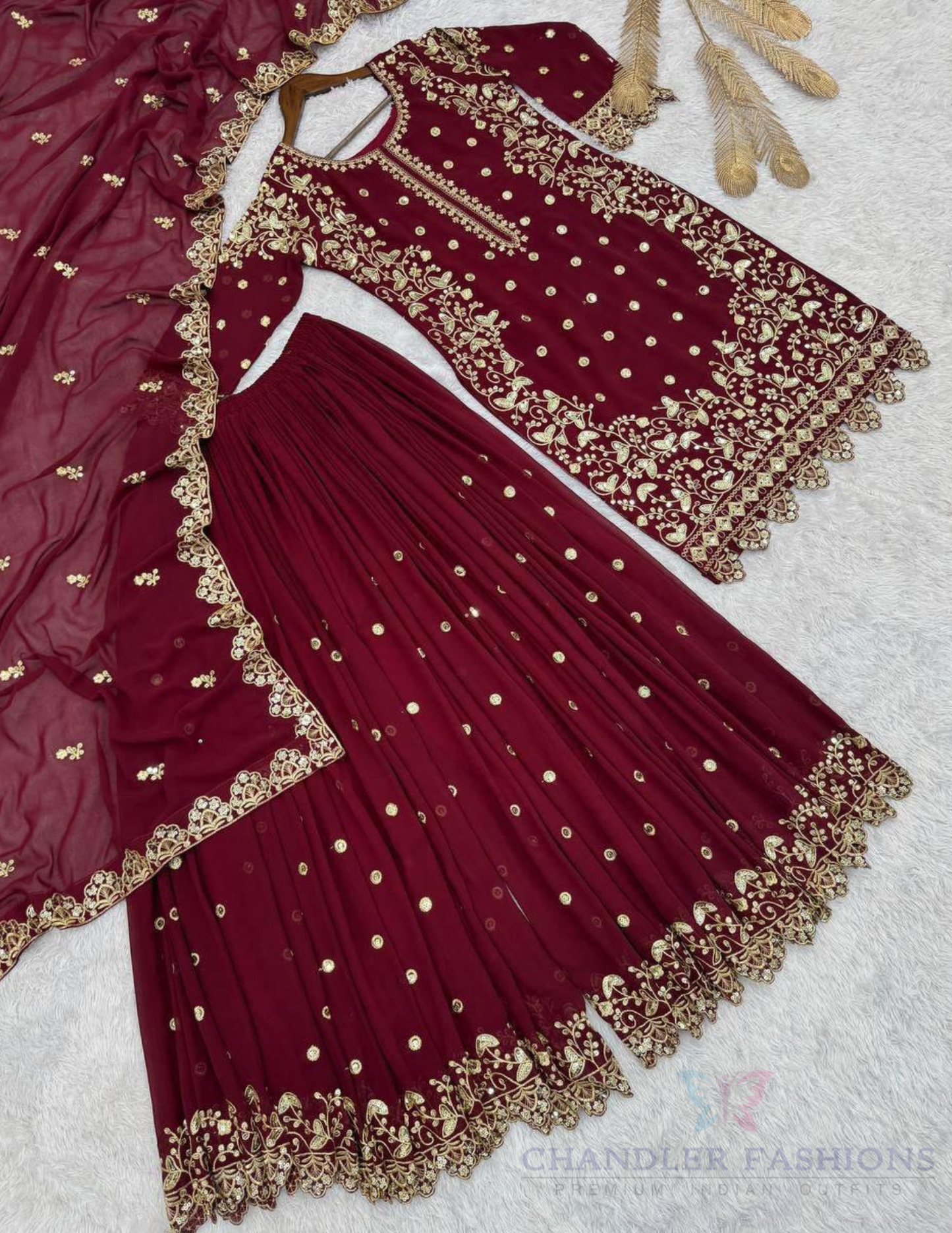 Maroon Color Georgette Palazzo Suits In Arizona