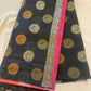 Beautiful Black And Pink Silk Cotton Saree With Copper and Gold Jari