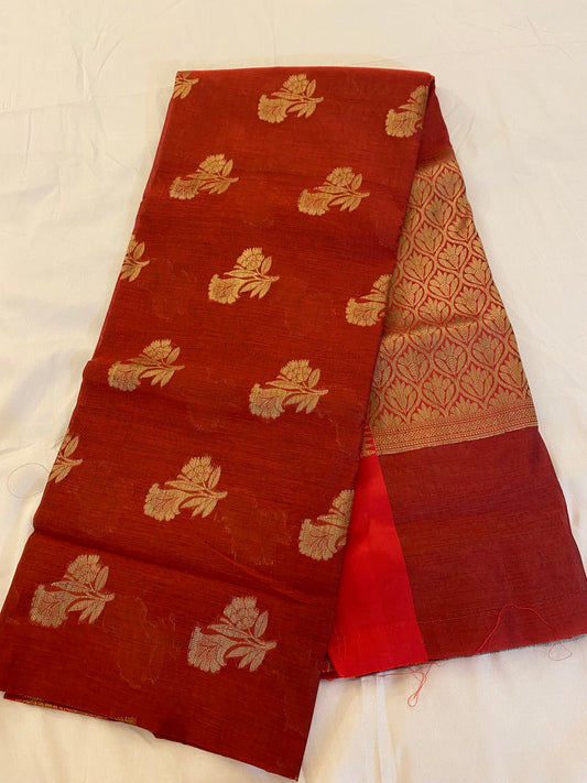 Beautiful Red Silk Cotton Saree