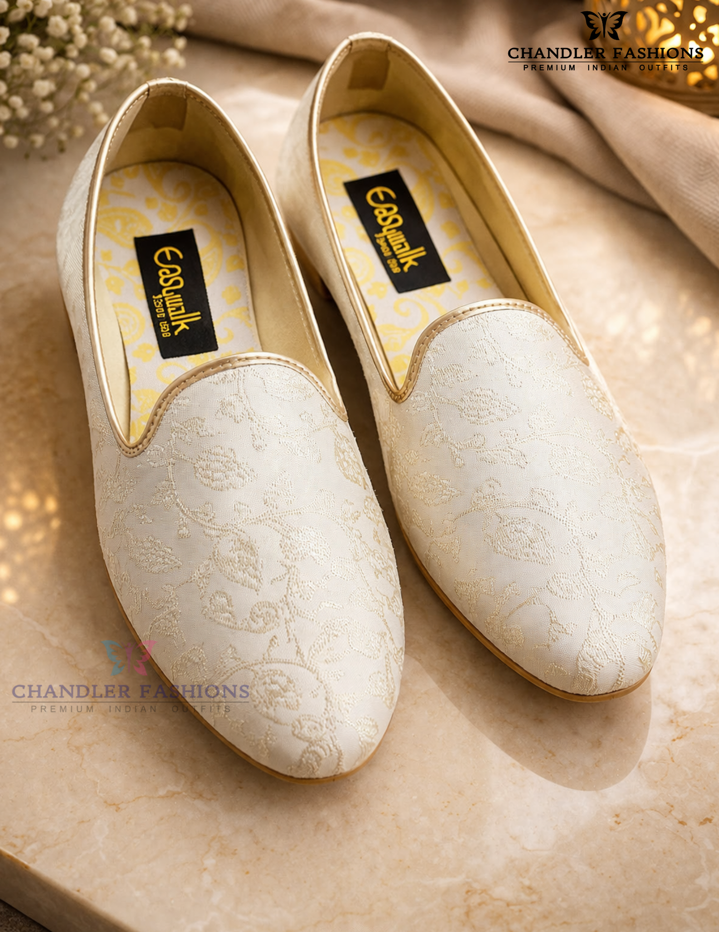 Premium Quality Off White Color Brocade With Embroidery Work Mojaris For Men