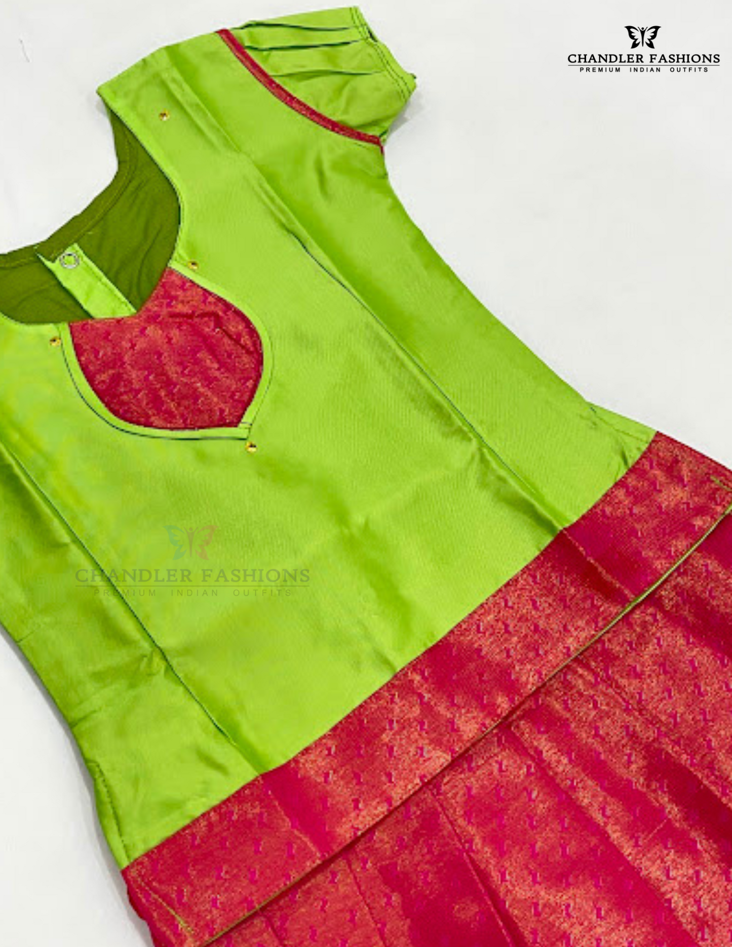 Light Green Color Silk Langa Set With Zari Work In Chandler