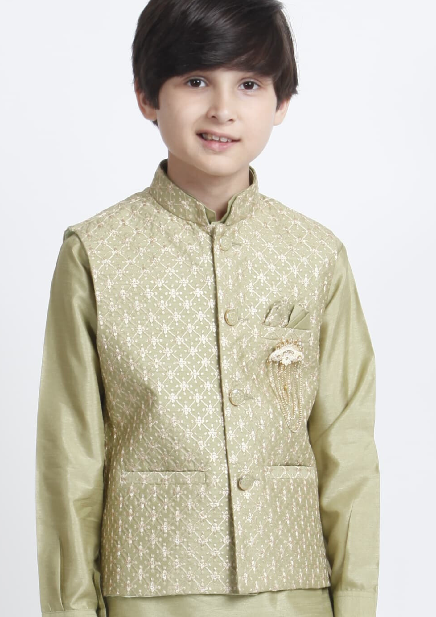 Embroidery Jacket And Kid's Kurta With pant Near Me
