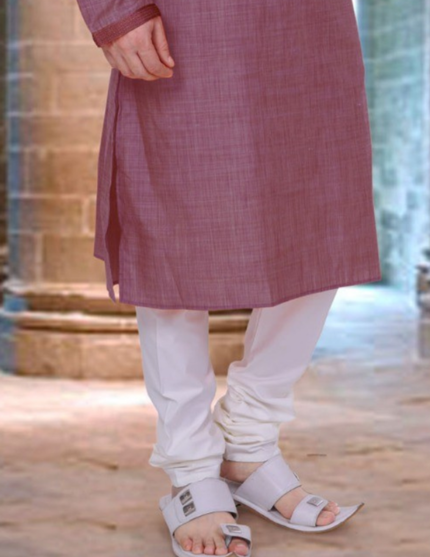 Delightful Wine Poly Cotton Kurta For Men In USA