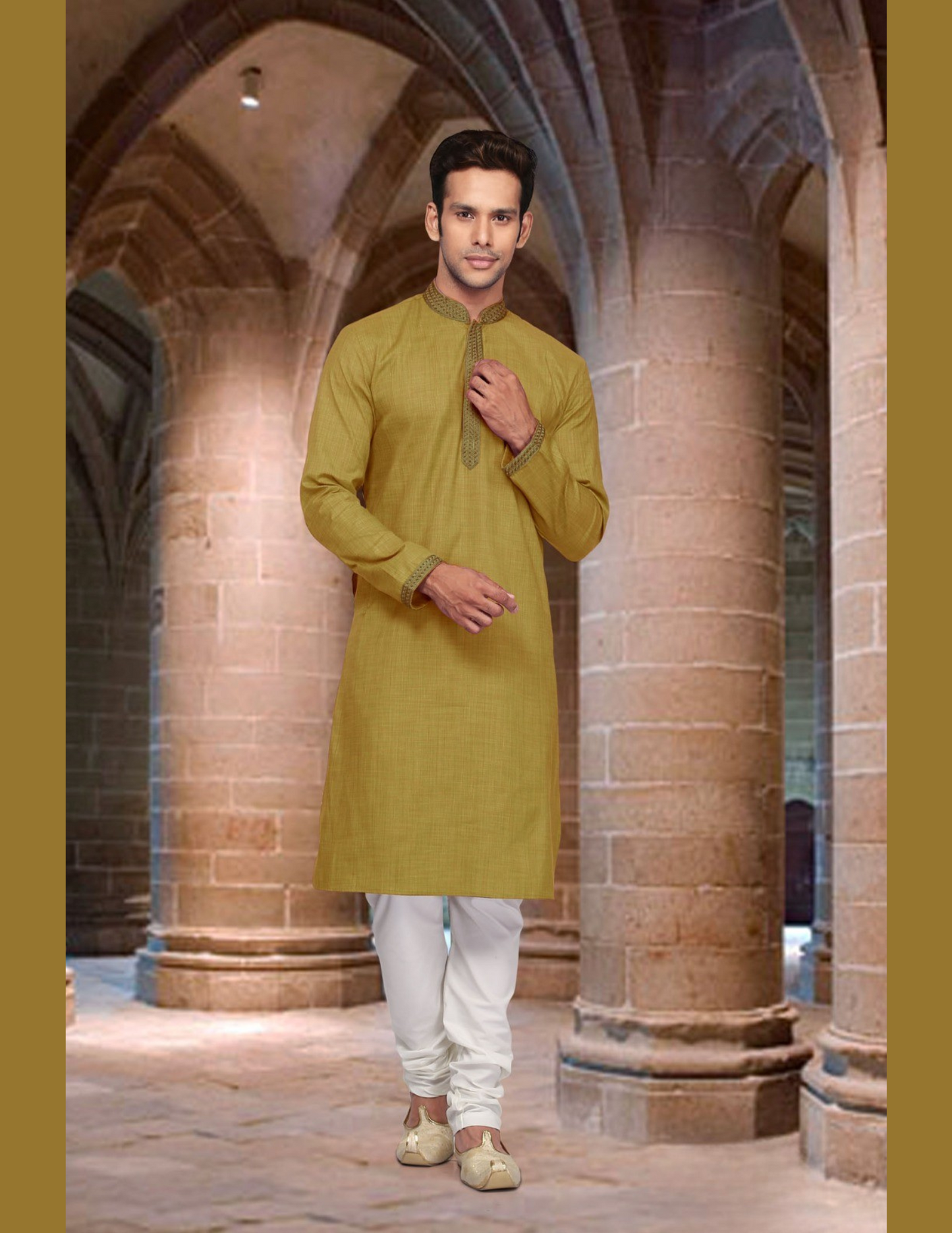 Wonderful Mehandi Green Color Lace Embroidery Work Pajama Set For Men