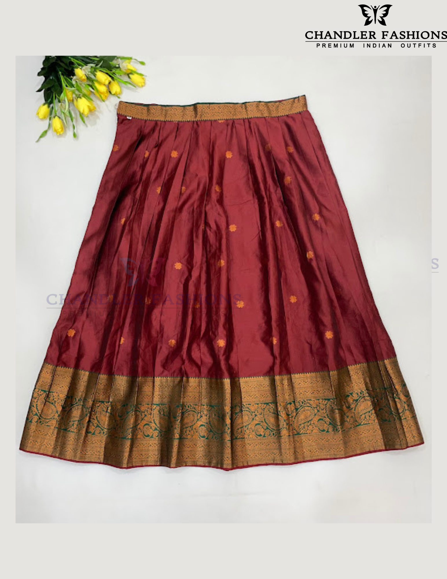 Dark Maroon Colored Art Silk Half Saree Sets In Phoenix