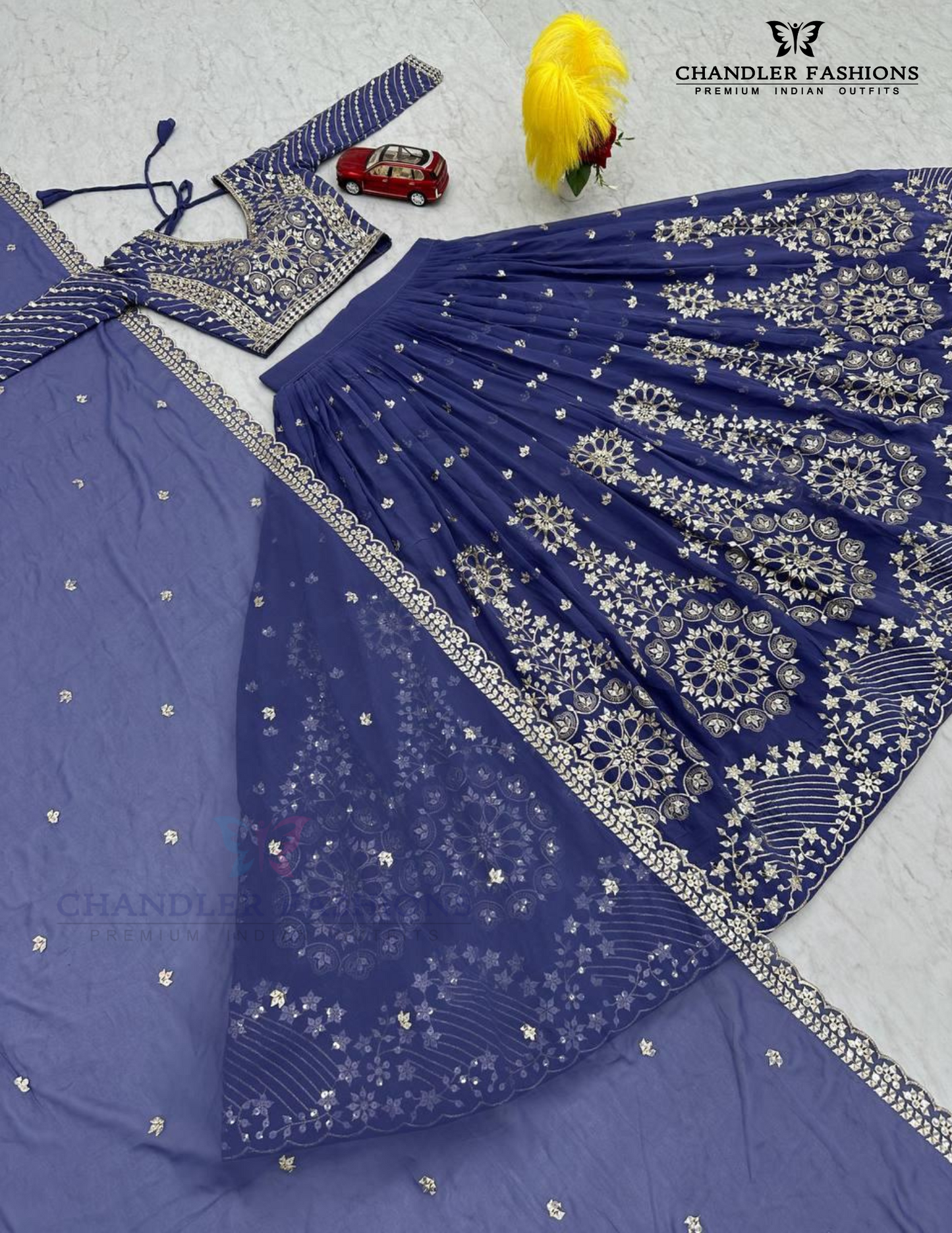 Beautiful Blue Color Georgette Lehenga Choli In Yuma