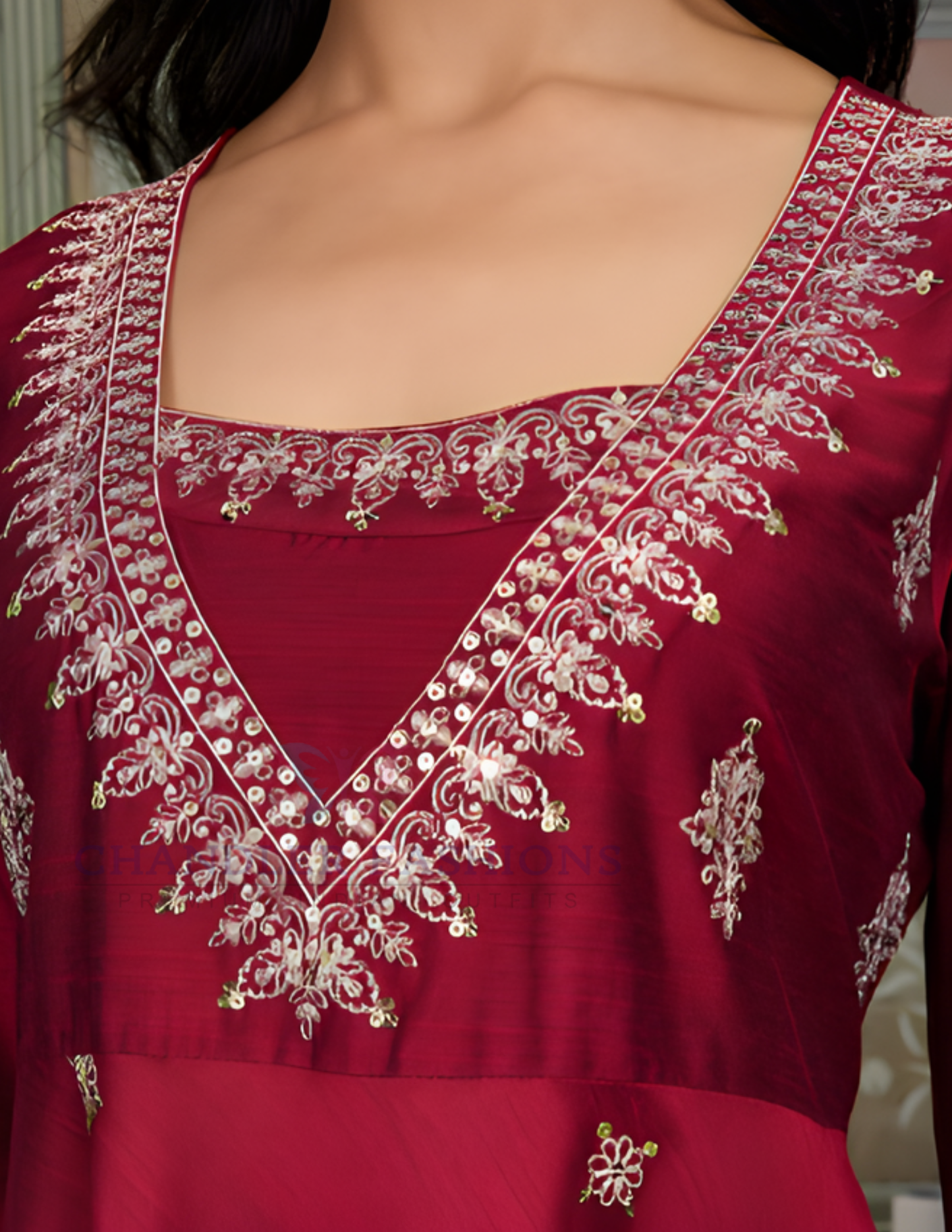 Maroon Color Silk Blend With Embroidery Work Anarkali Suits In Tempe