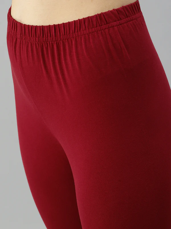 Super Stretchable Rayon Elastane Fabric Dark Maroon Leggings in USA