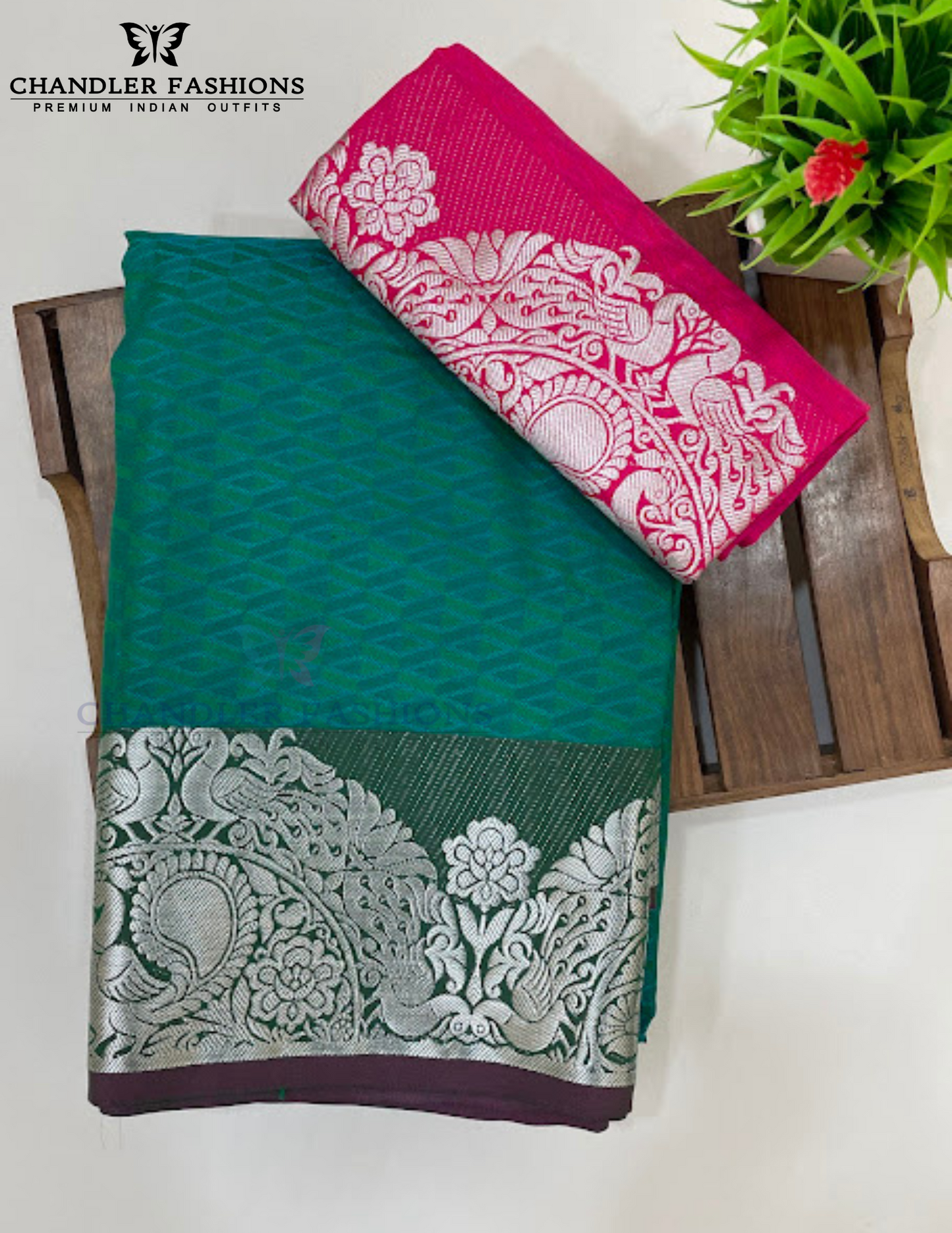 Alluring Green Color Soft Silk Saree With Silver Zari Work Near Me