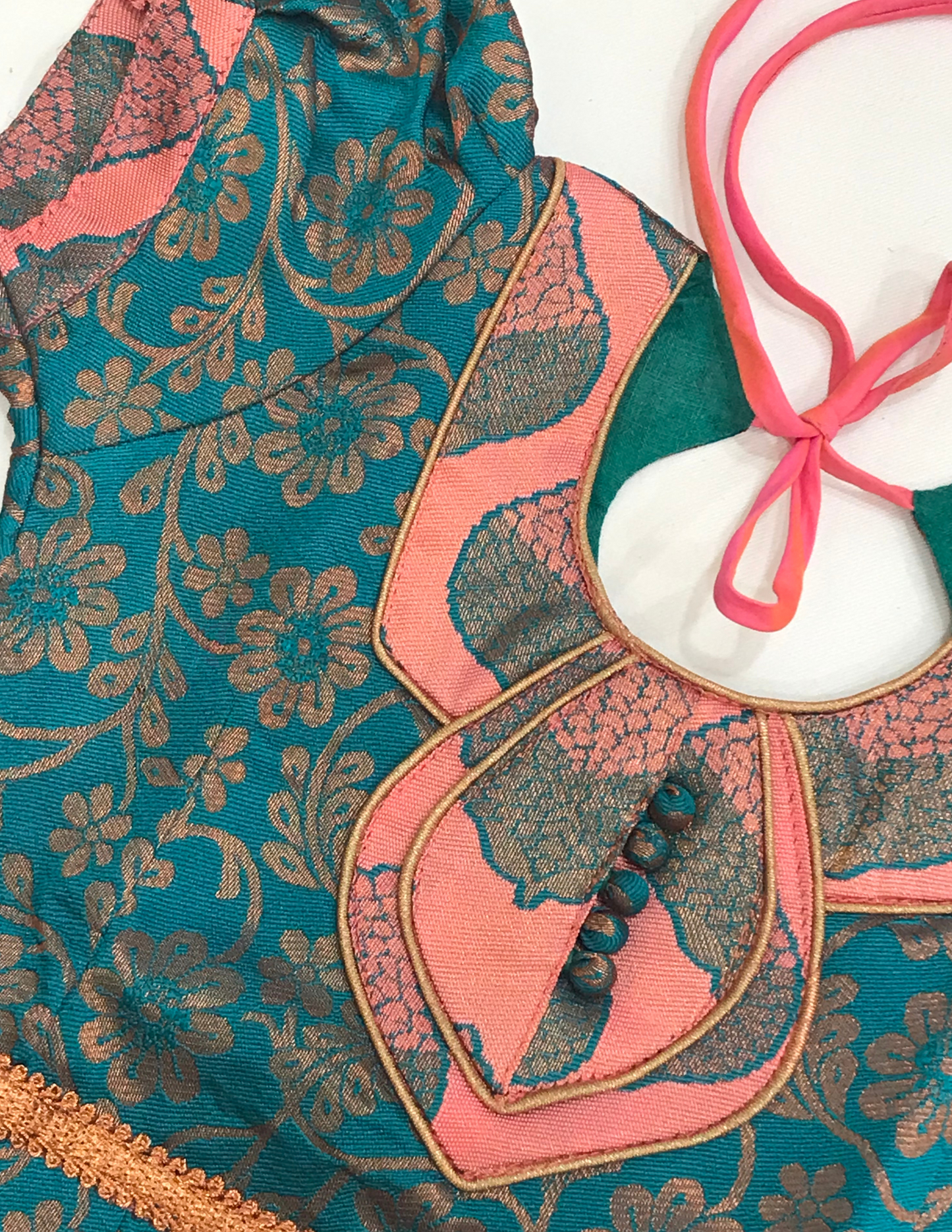 Ravishing Rama Green And Pink Art Silk Langa Set With Designer Zari Work in Buckeye