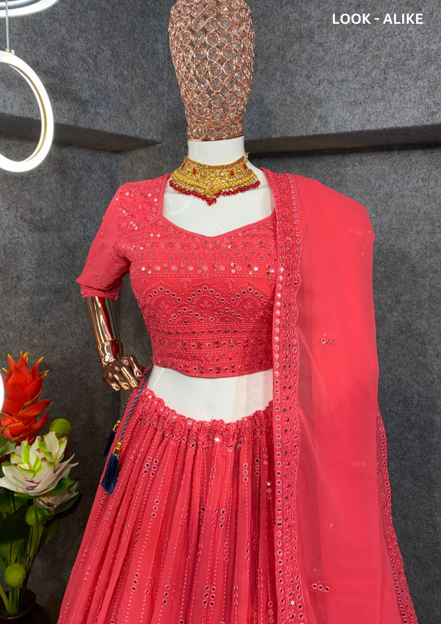 Attractive Red Embroided Lehenga For Women In Gilbert