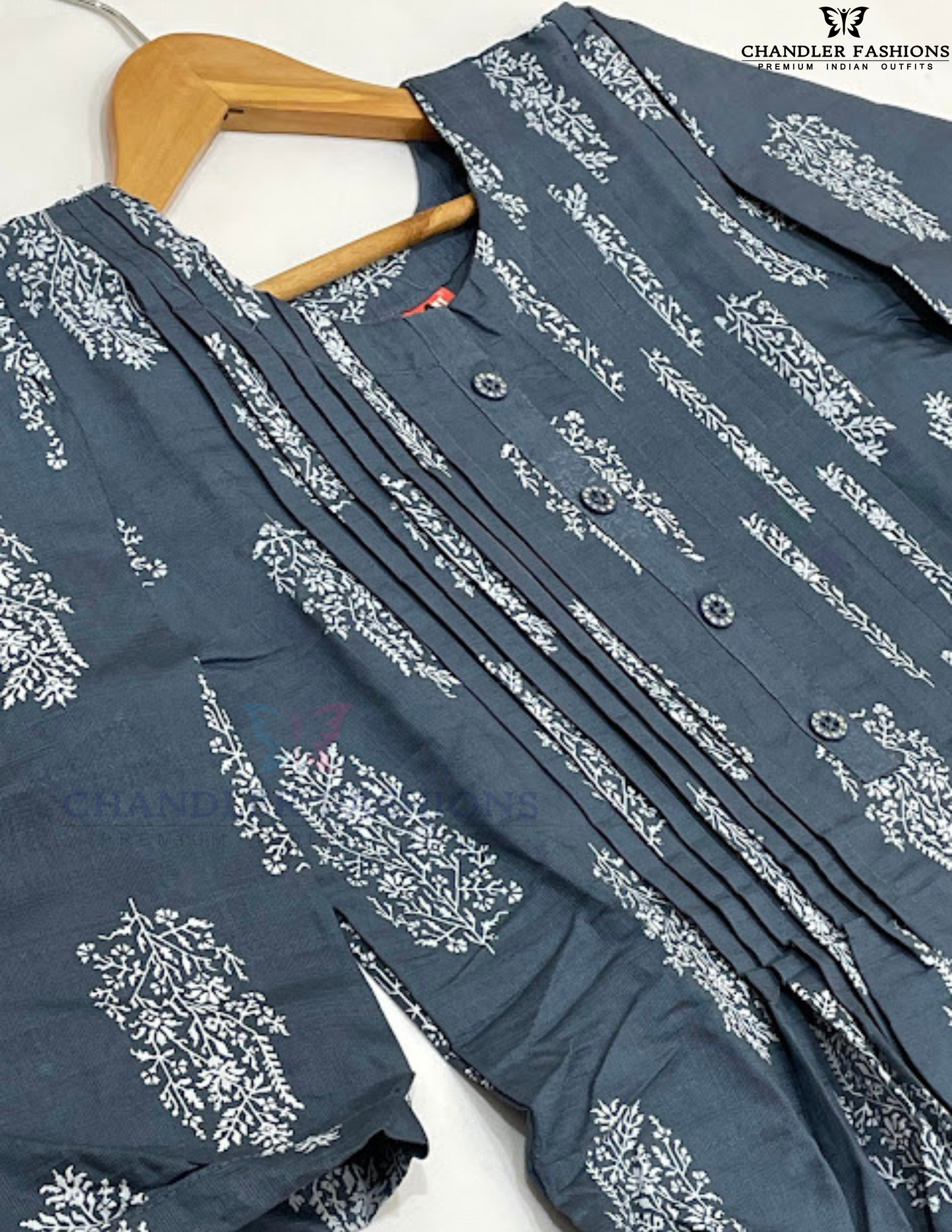 Gray Color Poly Cotton With Printed Work Kurti In Tempe