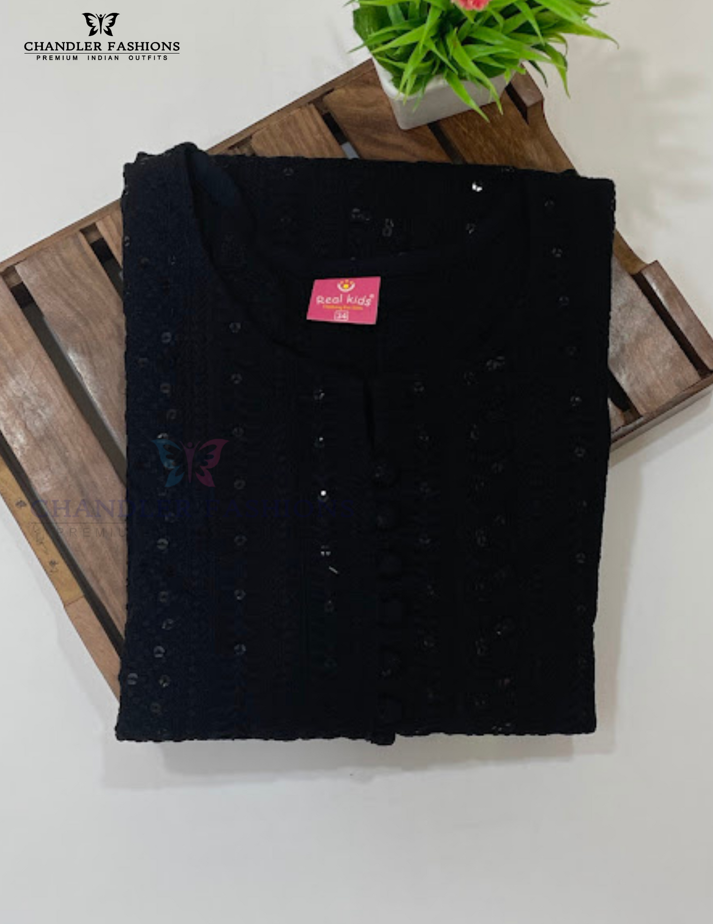 Black Color Soft Cotton With Chikankari Work Kurti In Surprise