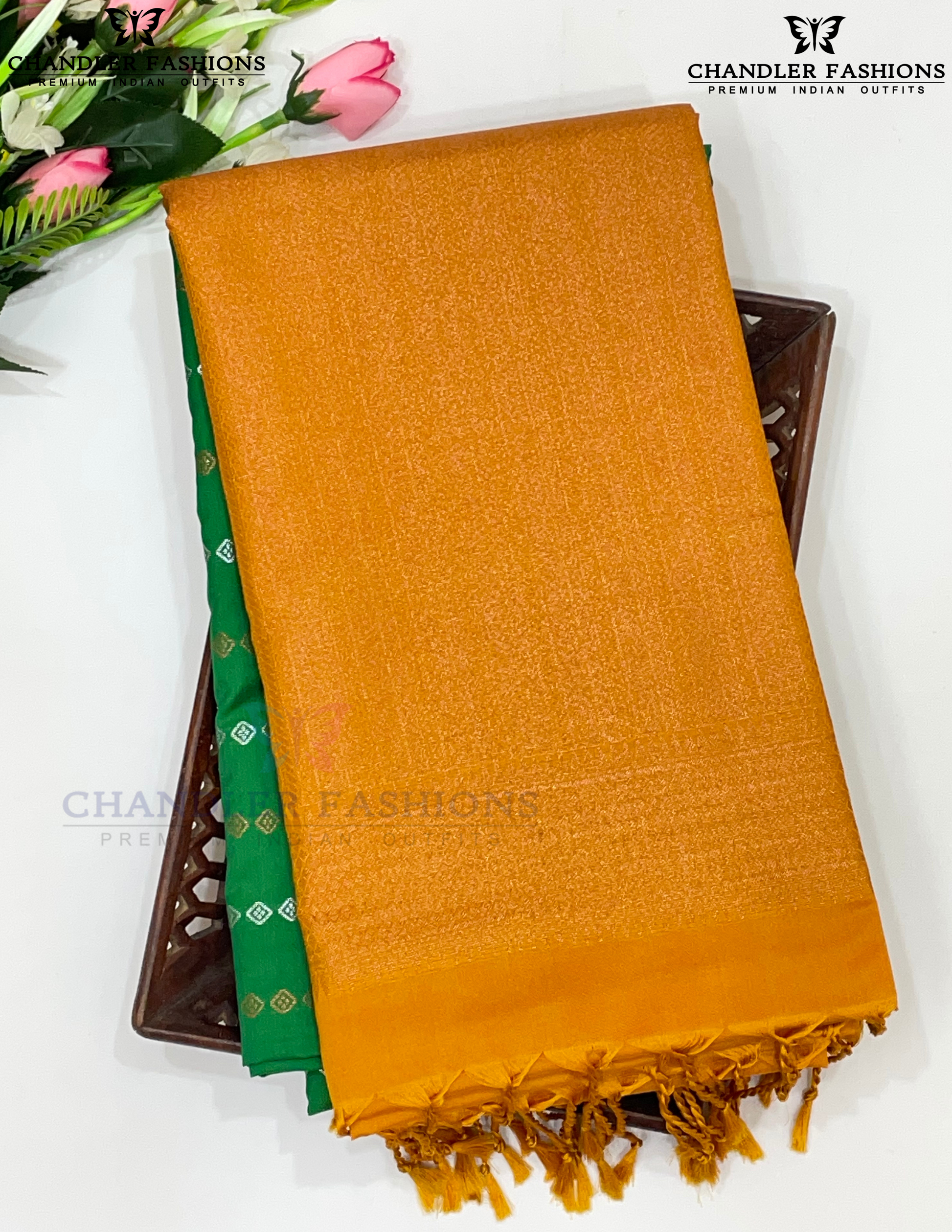 Green Color Soft Silk Saree With Contrast Rich Pallu In Yuma