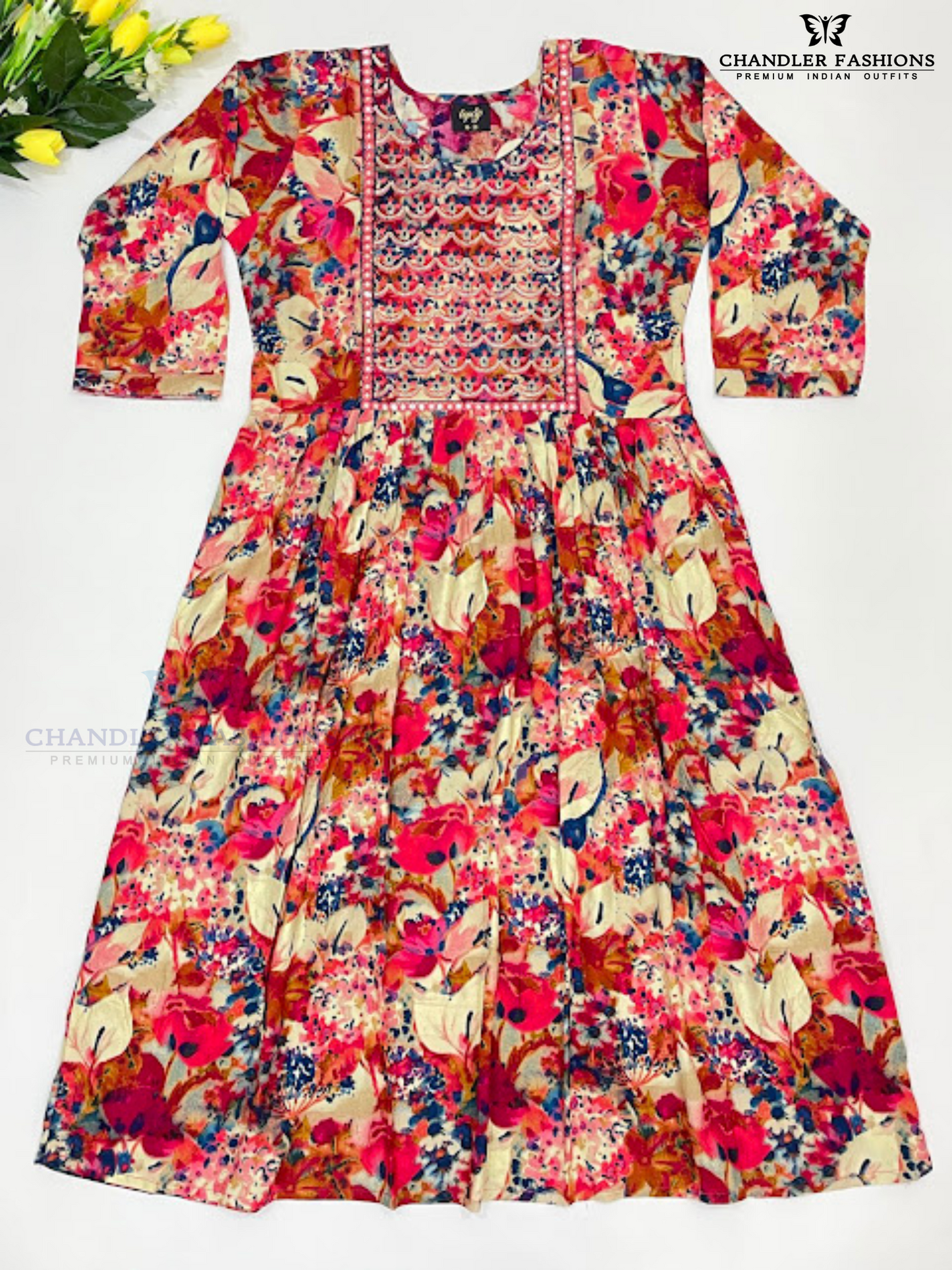 Exquisite Multi Color Rayon Kurti With Thread Embridory And Sequins Work