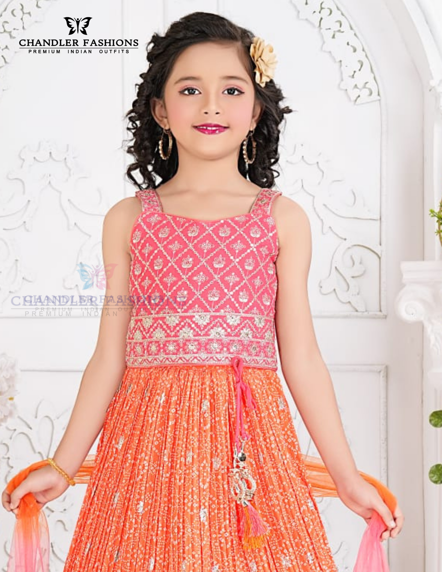 Pink And Orange Color Choli Set For Girls Near Me