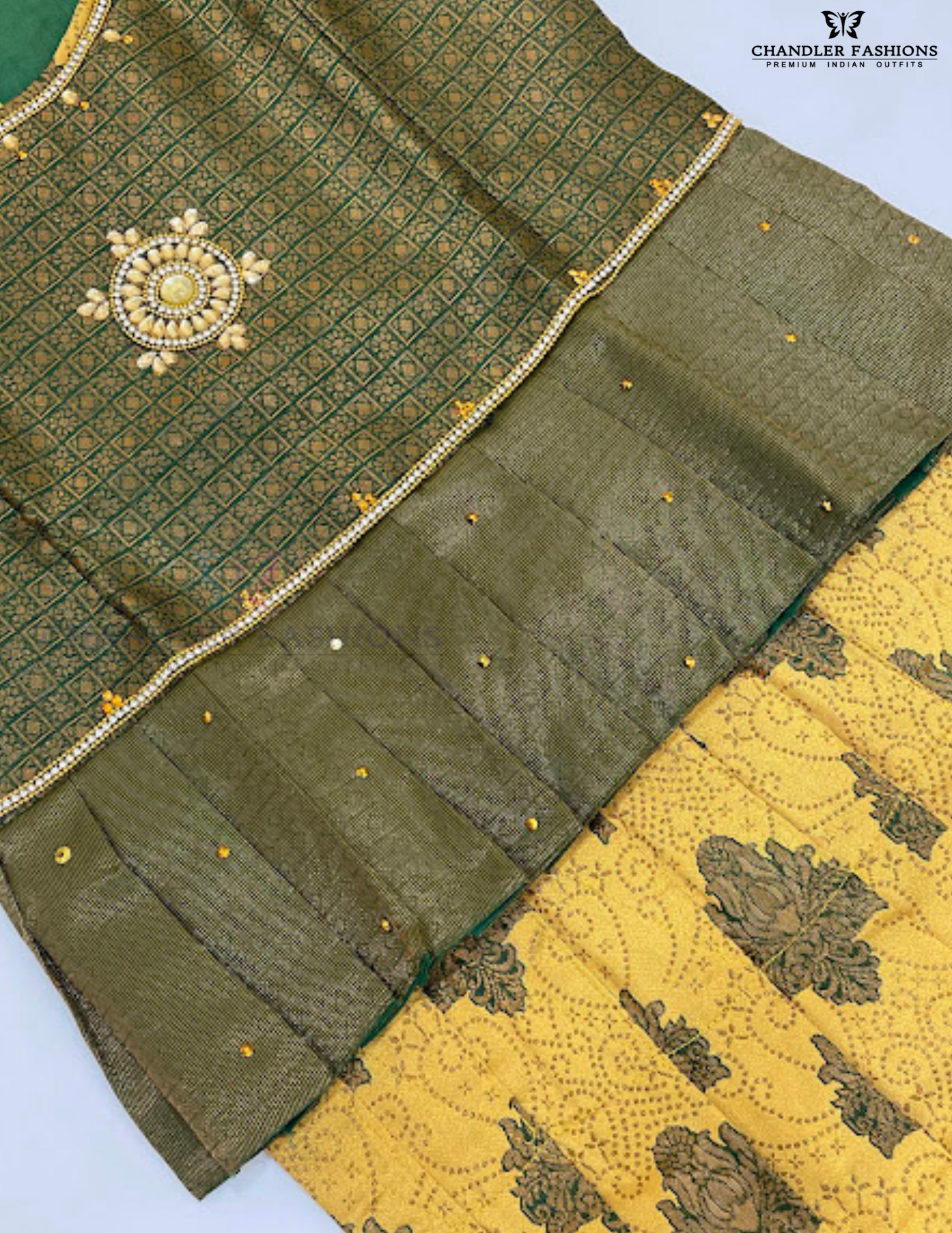 Green Color Art Silk Langa Sets In Tempe