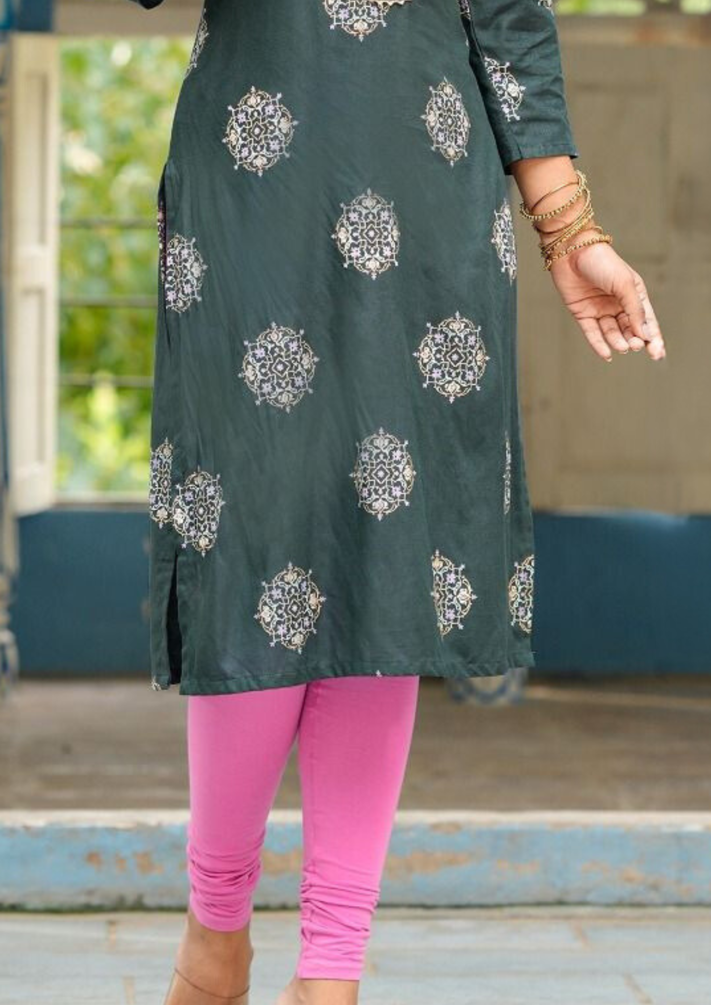 Gorgeous Rayon Kurti With Fancy Embroidery Work In Suncity