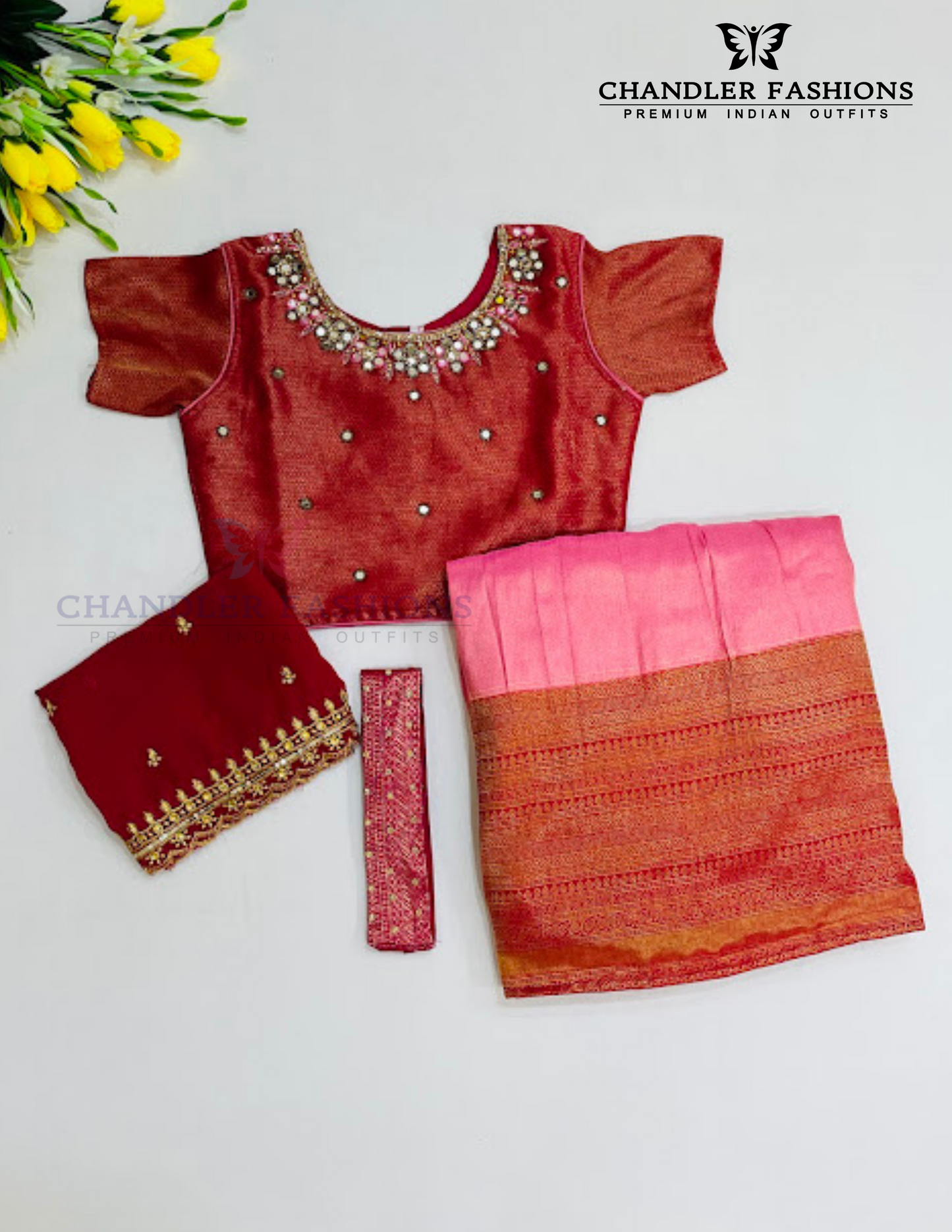 Georgette Embroidery And Mirror Work Choli Set For Girls Near Me