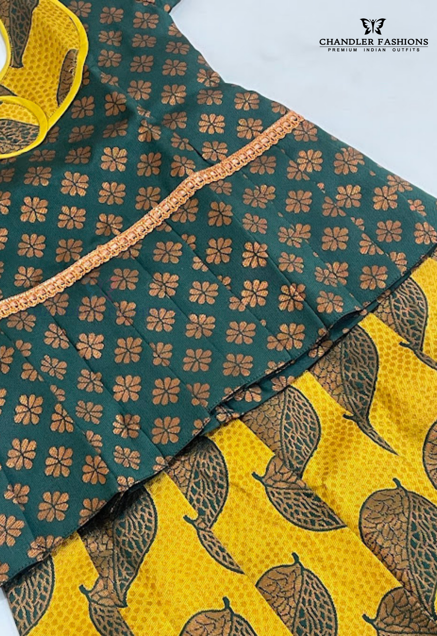Attractive Drak Green Color Silk Langa Sets in Suncity