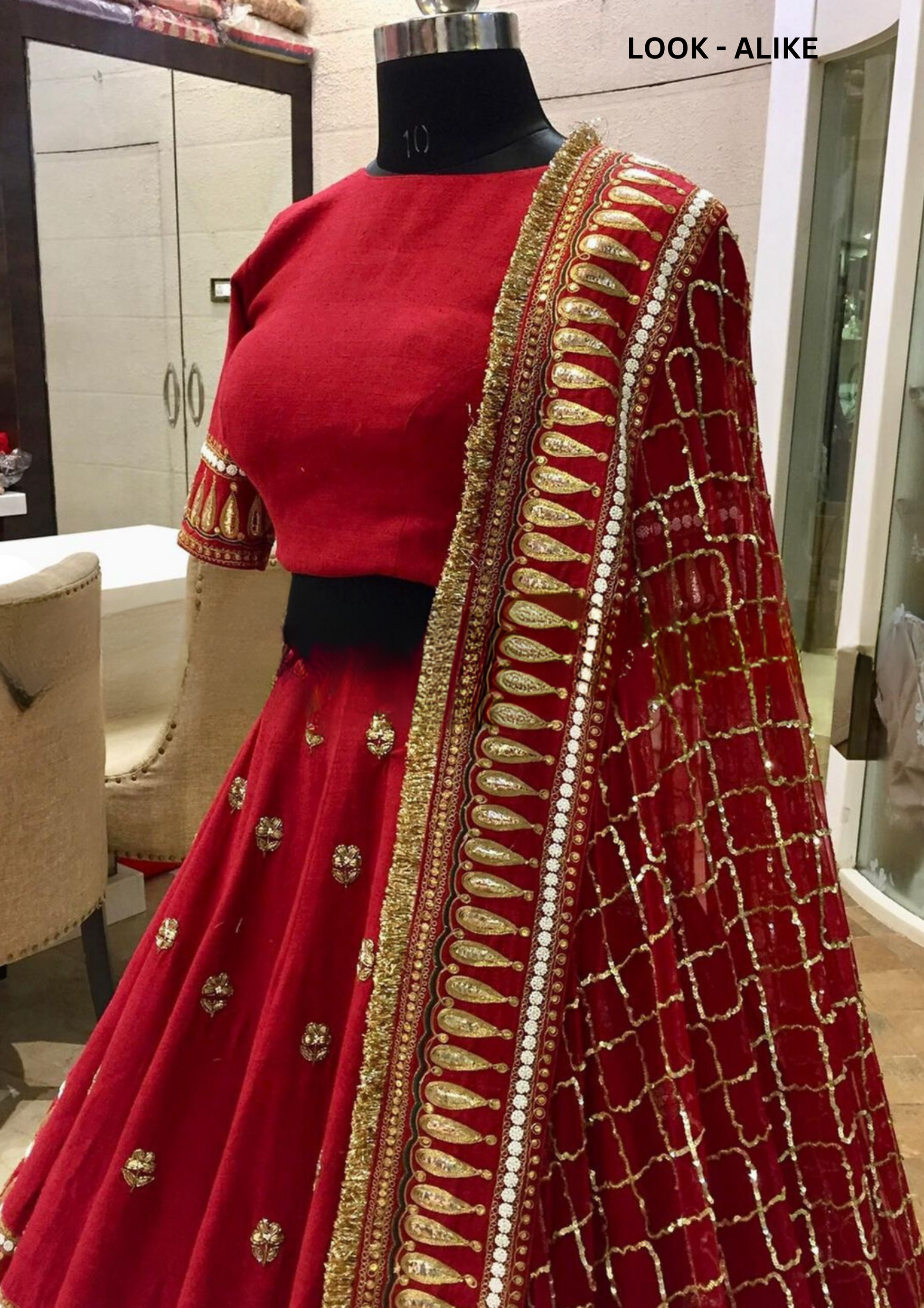 Red Color Embroidery Sequins Work Lehengas Choli With Dupatta In USA