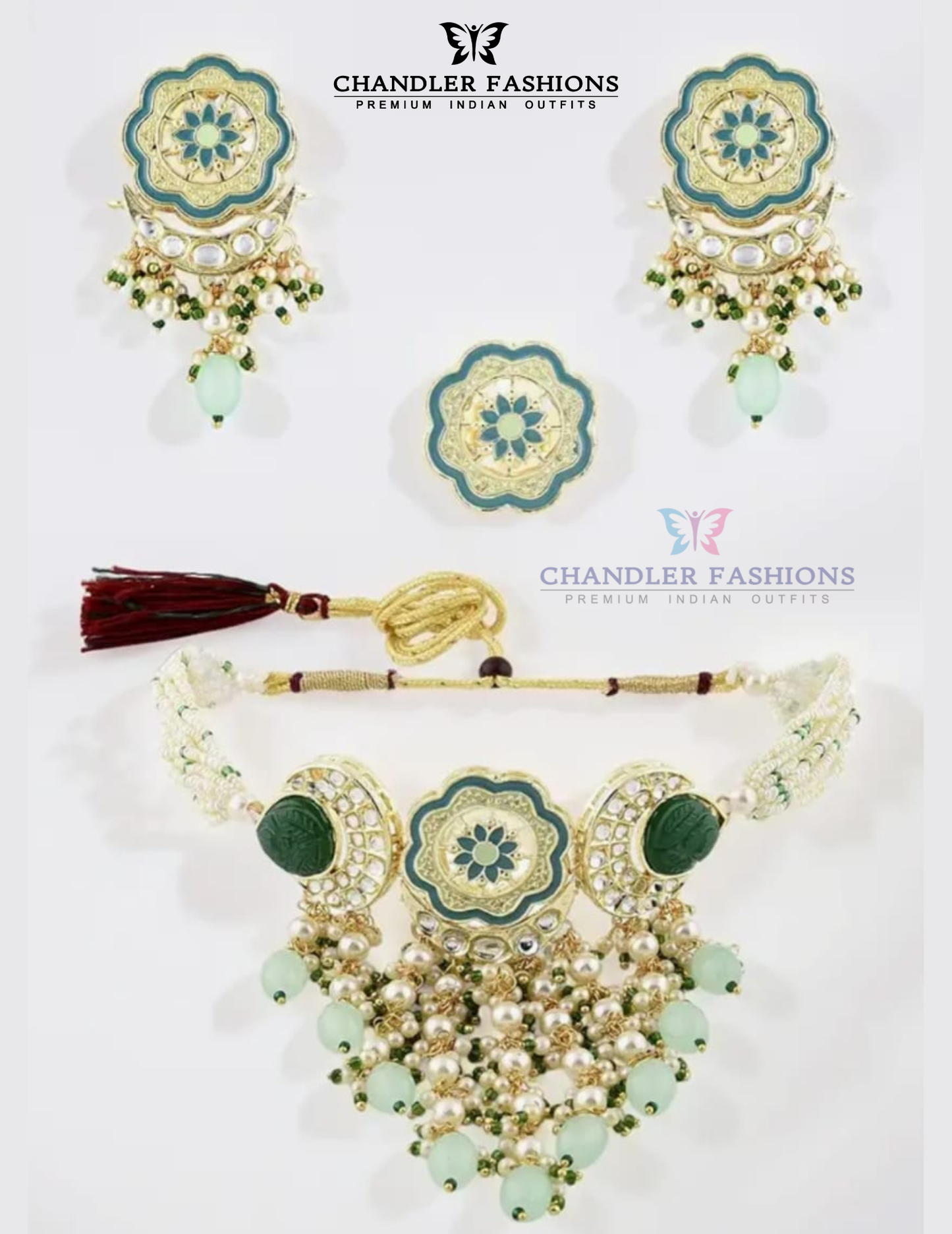 Pearl Beaded Kundan Set In USA