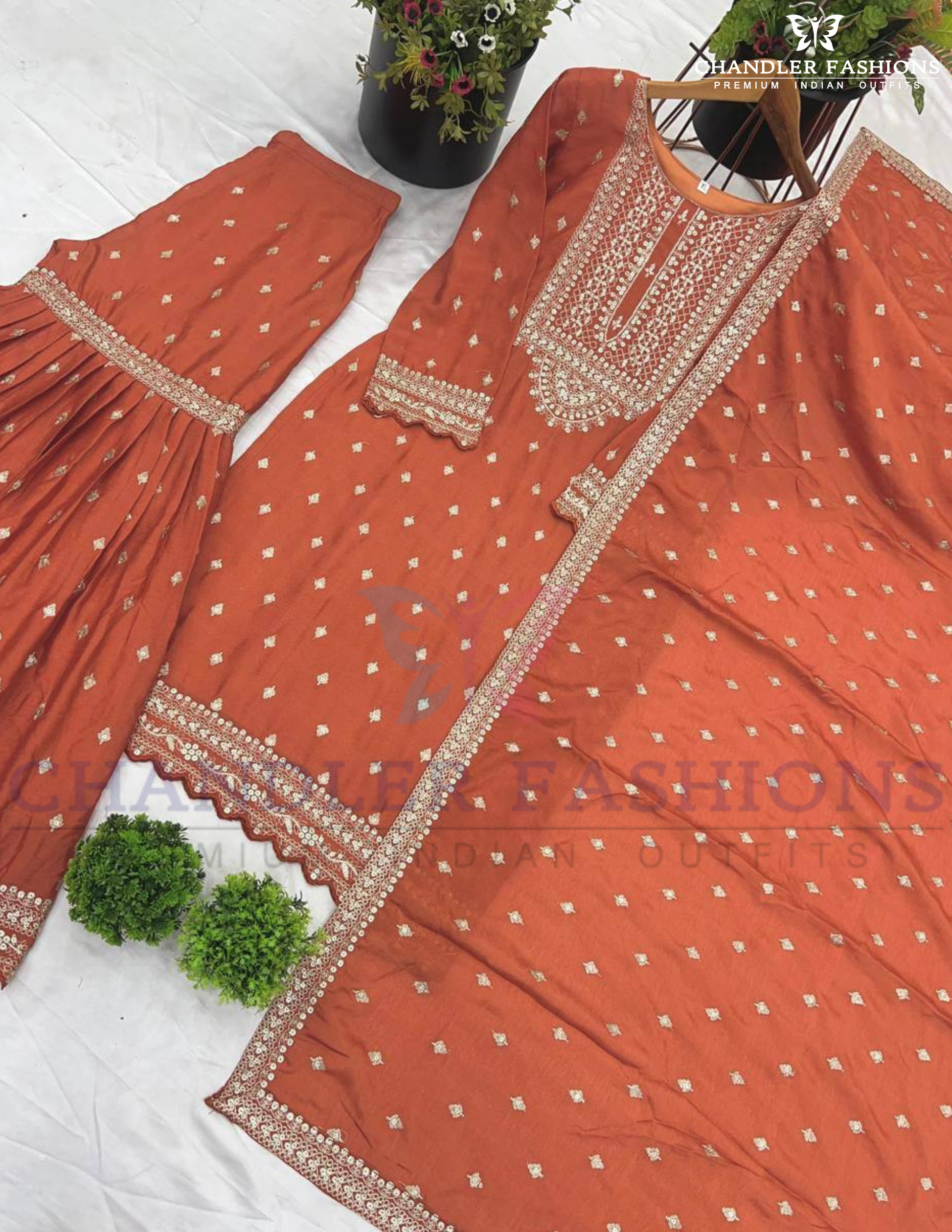 Chinon Silk Sharara Suits in Tempe