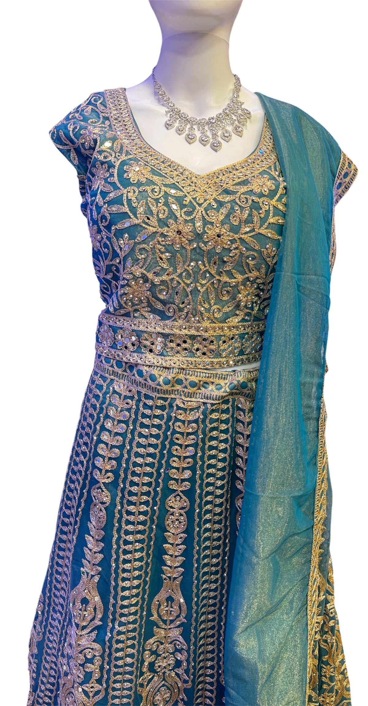 Attractive Teal Green Art Silk Embroidery And Sequins Work Lehenga For Women