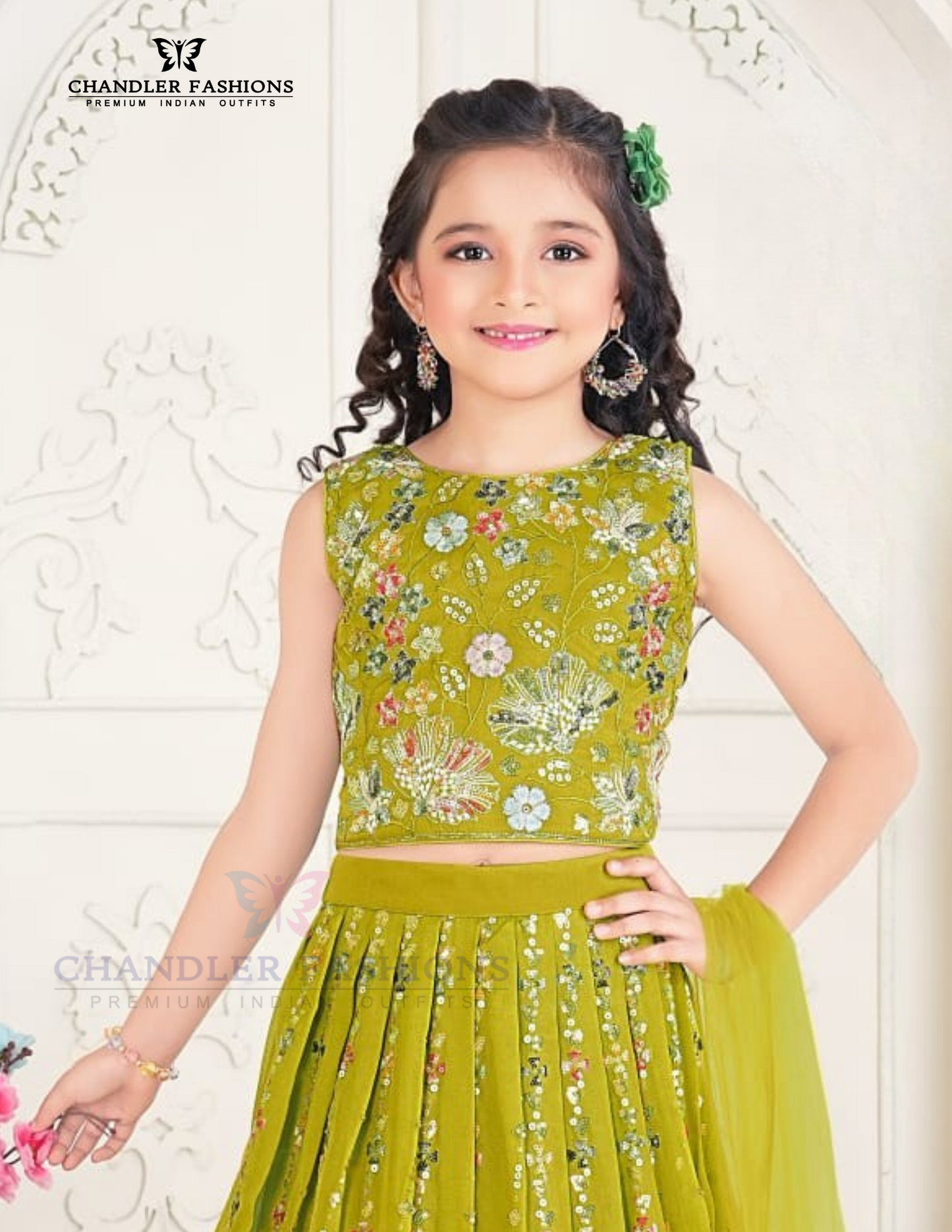 Beautiful Parrot Green Color Embroidery And Sequins Work Choli Sets For Girls Near Me