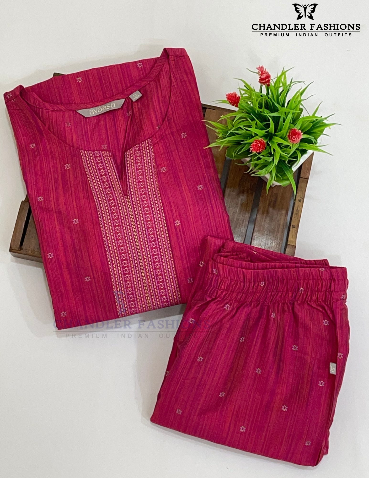 Dark Pink Color Rayon Kurti And Palozzo Suits In USA