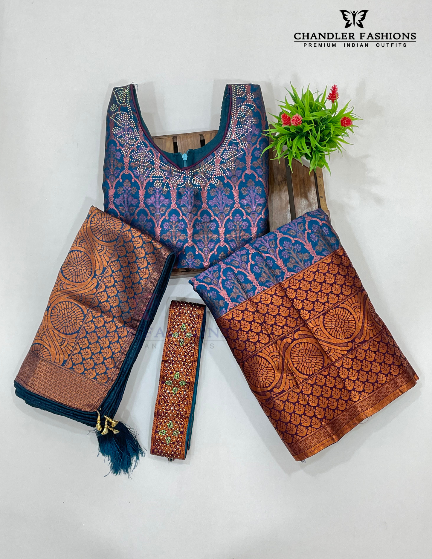 Blue Color Silk Choli Sets With Stone Work In USA