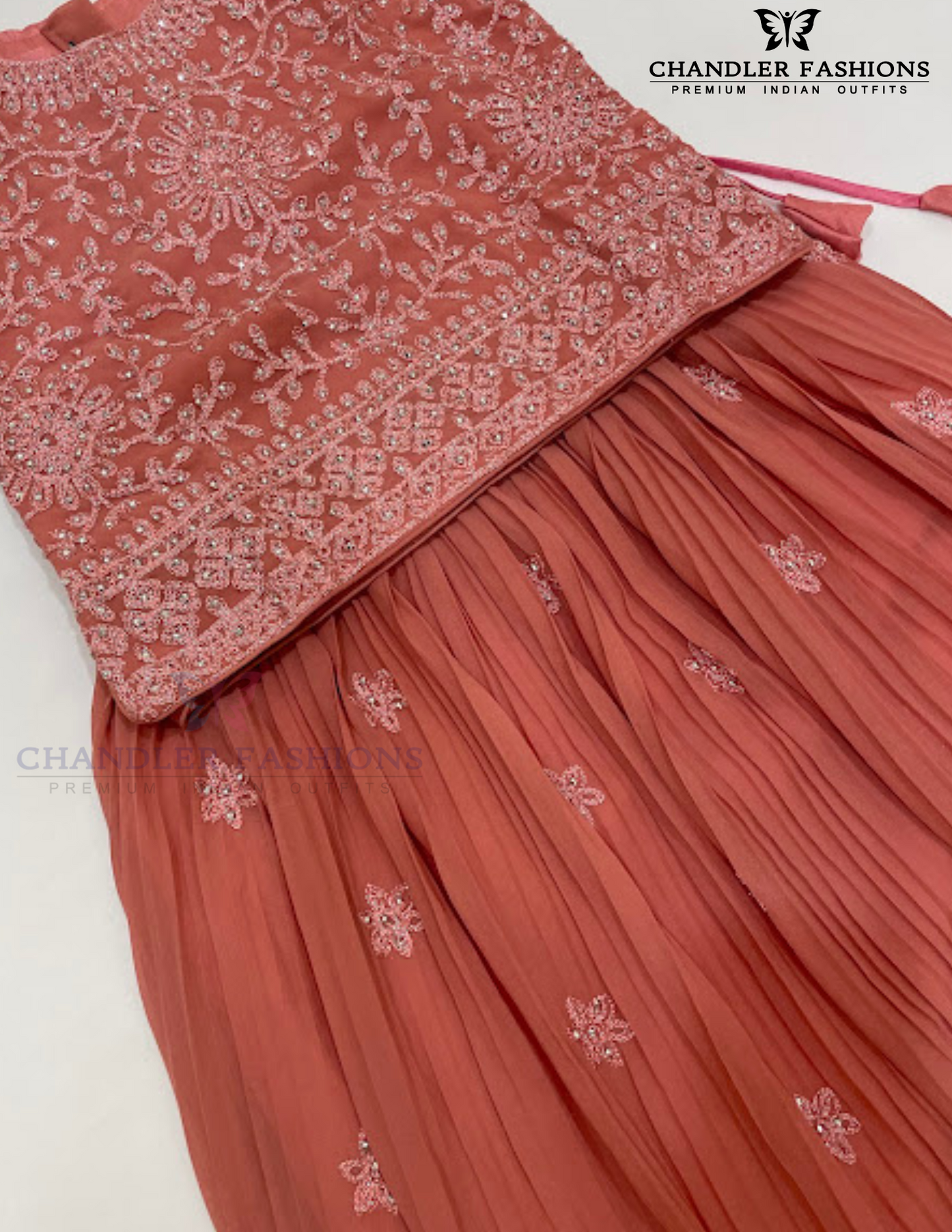 Pastel Pink Colored Georgette Choli Sets With Stone Work In Yuma