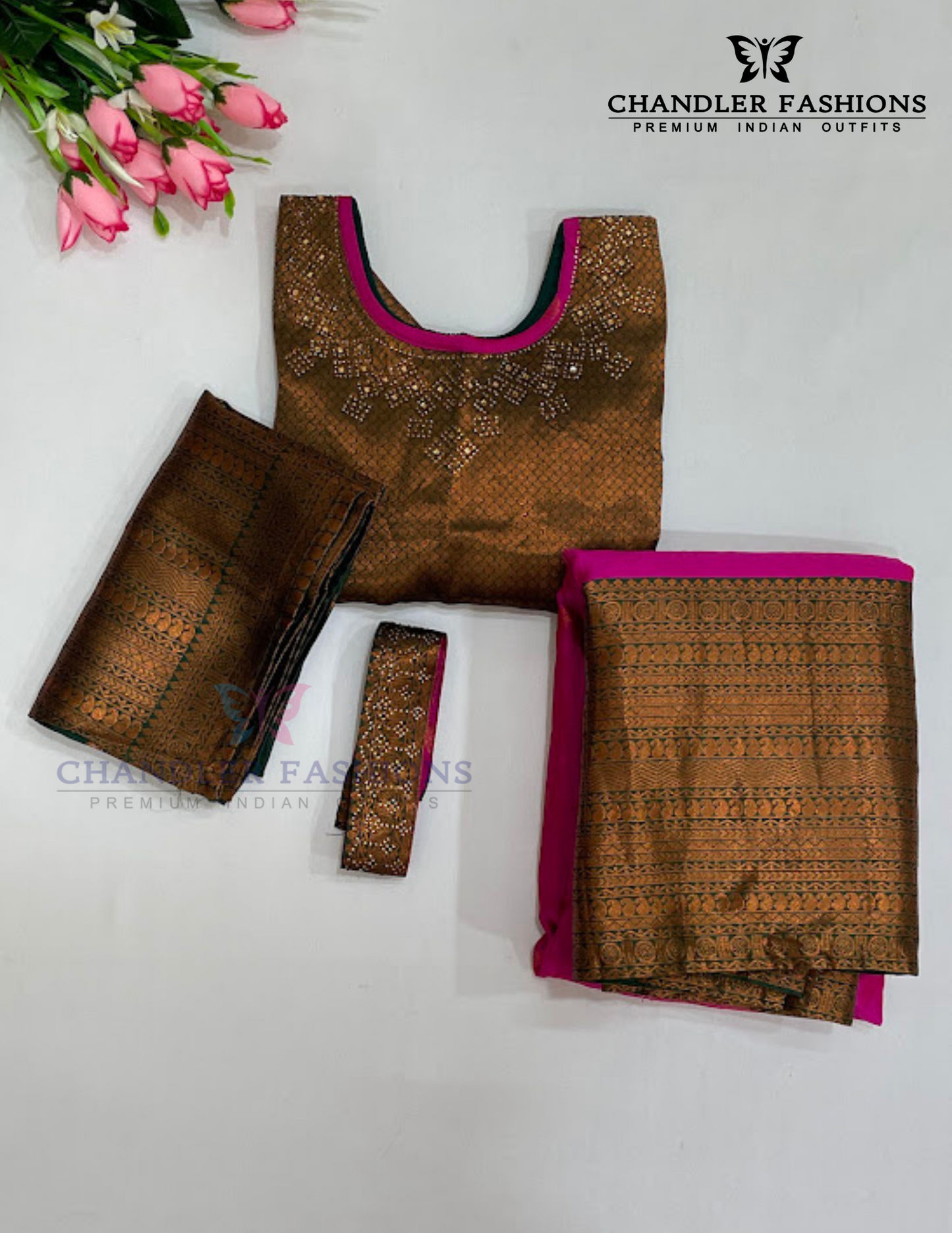 Pink Color With Zari Work Choli Set Near Me