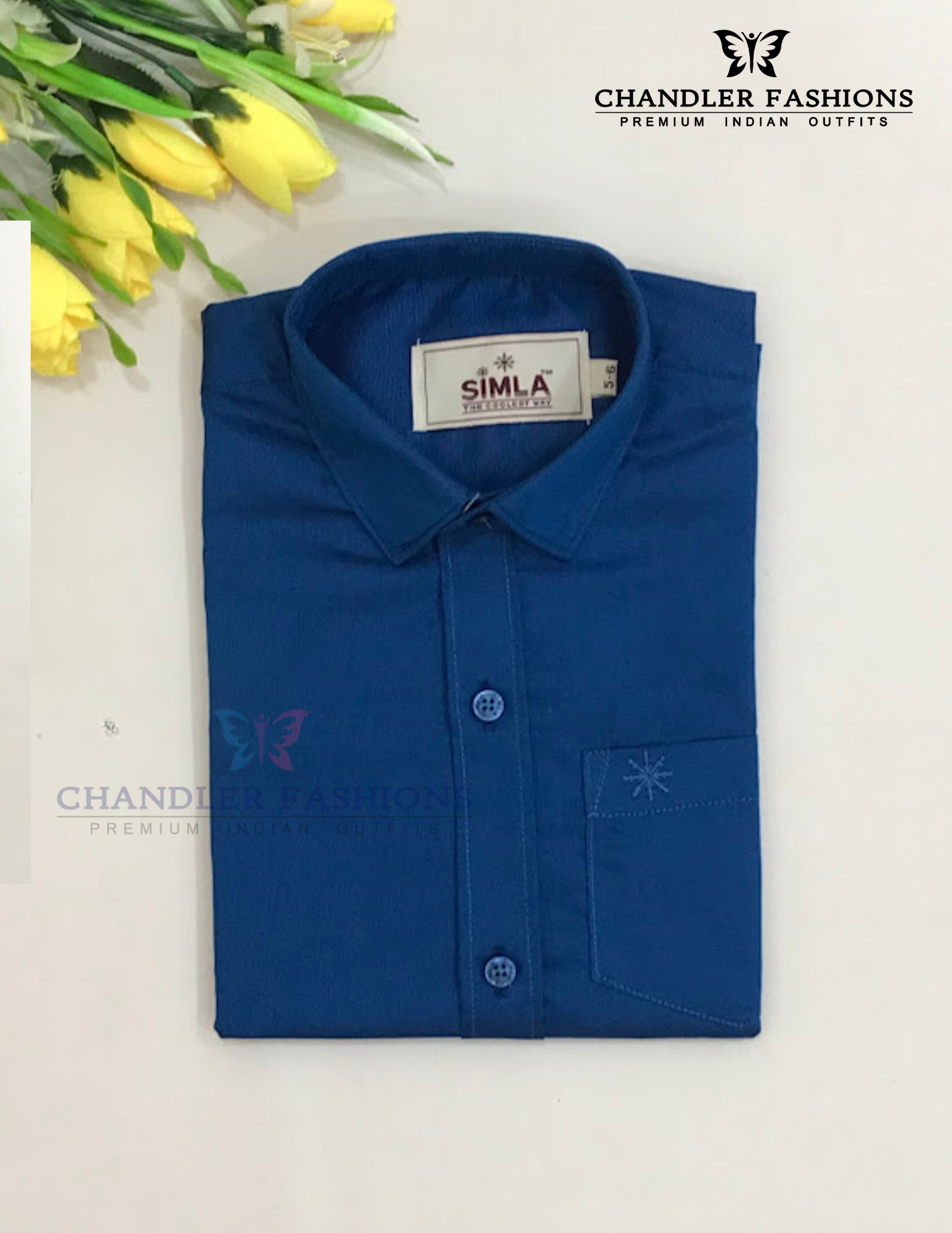 Blue Color Cotton Shirt With Tissue Zari Work Dhoti Set In USA