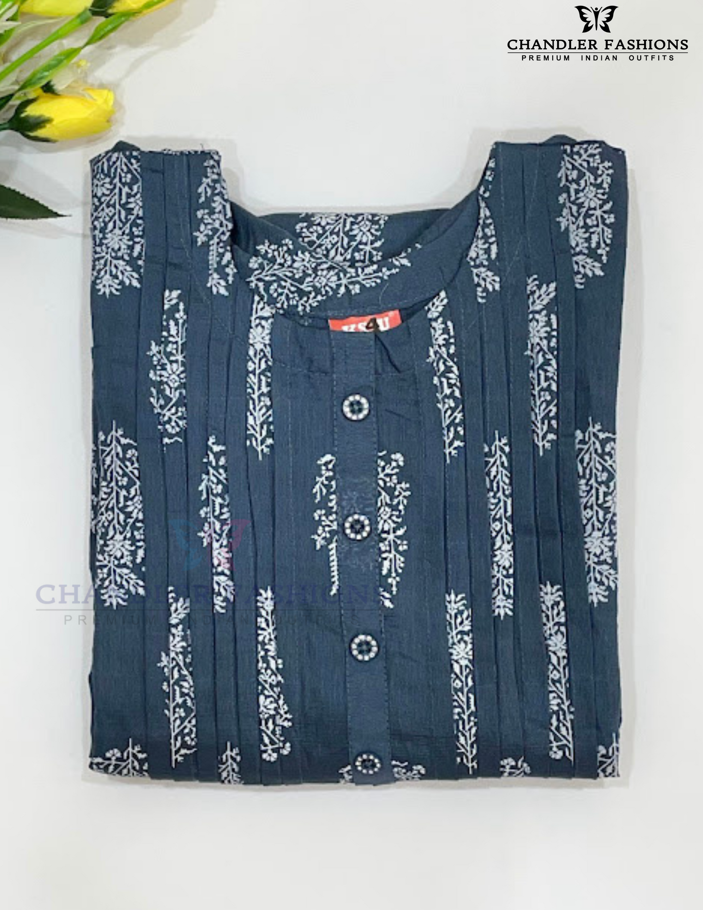 Gray Color Poly Cotton With Printed Work Kurti In USA