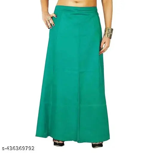 Beautiful Light Rama Green Color Thread Work Cotton Petticoat For Women