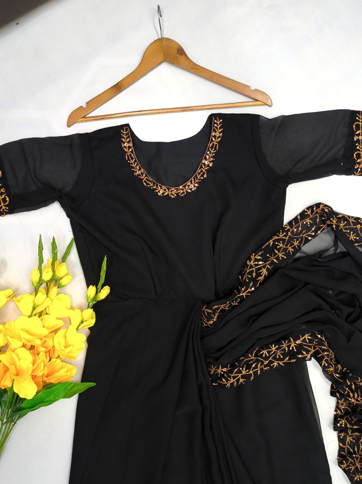 Ready To Wear Georgette Embroidery Gown Saree In Tempe