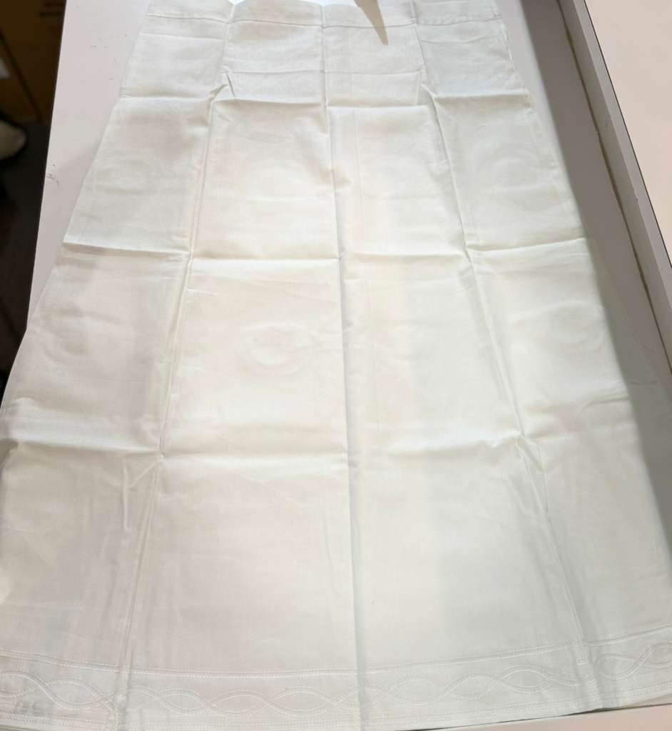 Beautiful Soft White Colored Cotton Readymade Petticoat For Women