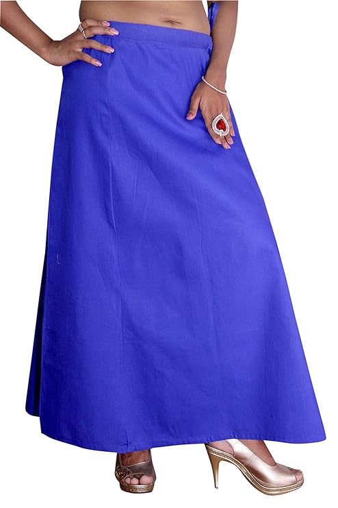 Gorgeous Cobalt Blue Women's Pure Cotton Readymade Petticoat For Saree