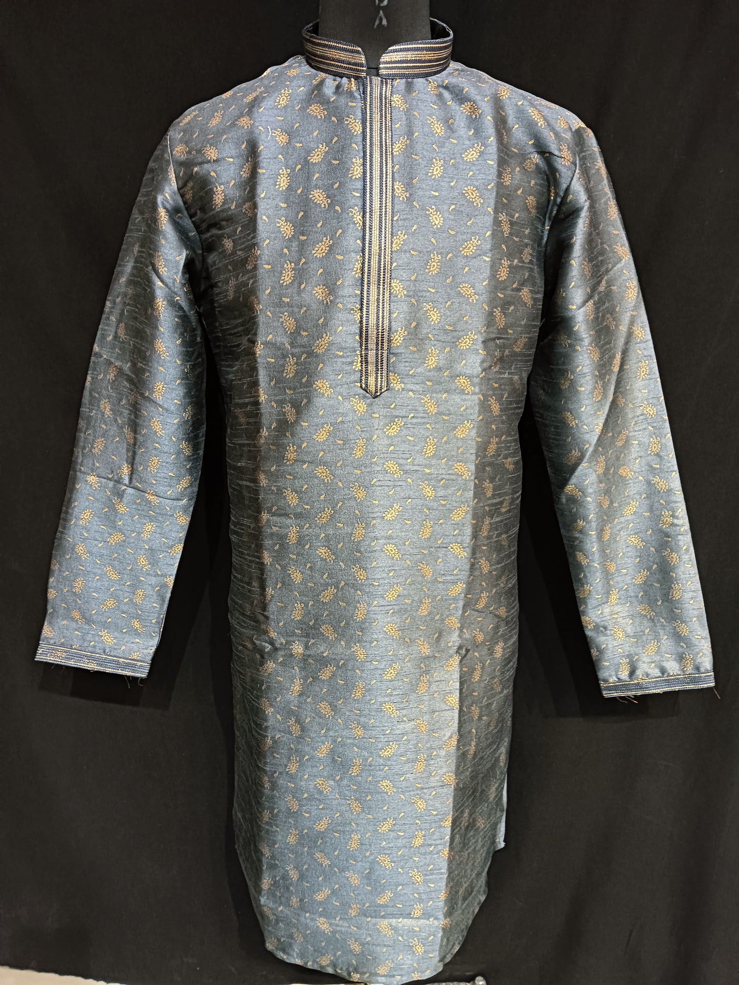 Attractive Gray Colored Brocade Kurta Pajama Sets For Men