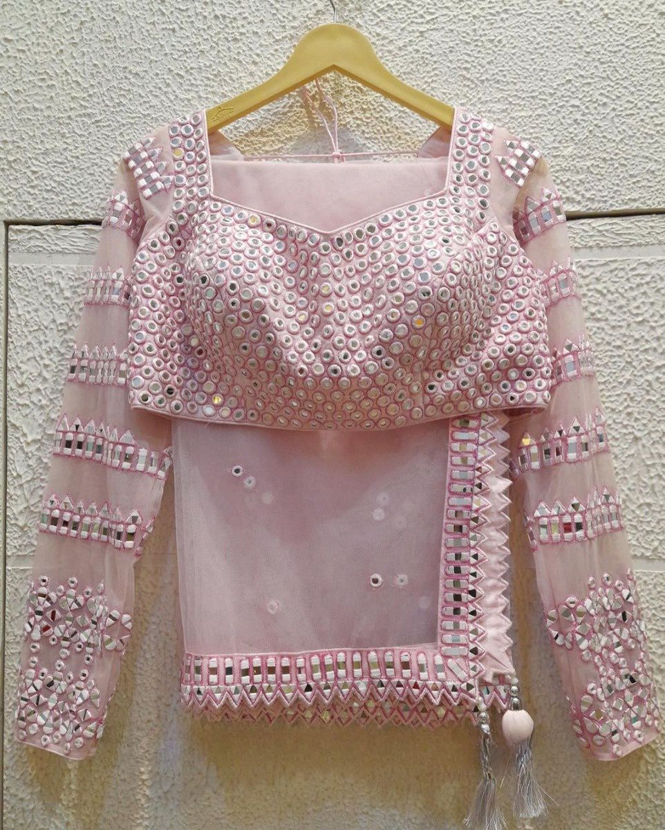 Fabulous Pink Georgette Lehenga choli With Mirror Work In Douglas