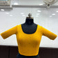 Appealing Yellow Color Cotton Lycra Ready To Wear Strachable Blouse With Siroski Work